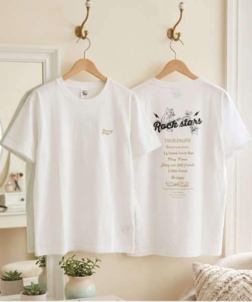 Tom&Jerry(トムアンドジェリー)の「【TOM & JERRY/トムとジェリー】キャラクタープリント半袖Tシャツ(Tシャツ/カットソー・レディース・クリーム/オフホワイト/ブラック/ミント・LARGE/MEDIUM)」の3枚目の写真