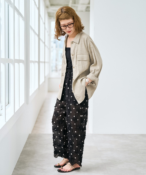 Spick & Span（スピックアンドスパン）の「《洗濯機洗い可》リネンミックスストレッチシャツジャケット（その他アウター・レディース・ベージュ/ブラウン・FREE）」の18枚目の写真