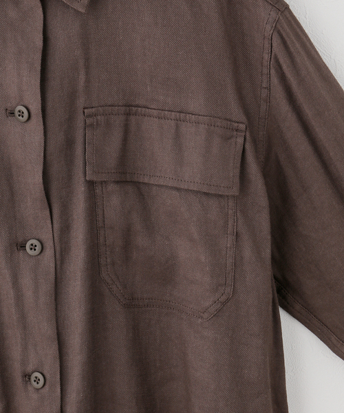 Spick & Span（スピックアンドスパン）の「《洗濯機洗い可》リネンミックスストレッチシャツジャケット（その他アウター・レディース・ベージュ/ブラウン・FREE）」の13枚目の写真