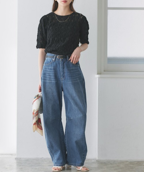 Pierrot（ピエロ）の「パフスリーブカットレースカットソー（Tシャツ/カットソー・レディース・ブラック/オフホワイト・M/L）」の13枚目の写真