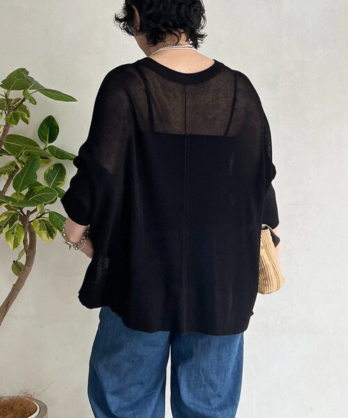 un dix cors（アンディコール）の「UVカットワイドプルオーバー（ニット/セーター・レディース・グリーン/ブラック/ベージュ・FREE）」の5枚目の写真