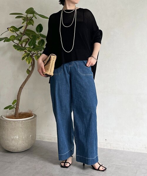 un dix cors（アンディコール）の「UVカットワイドプルオーバー（ニット/セーター・レディース・グリーン/ブラック/ベージュ・FREE）」の6枚目の写真