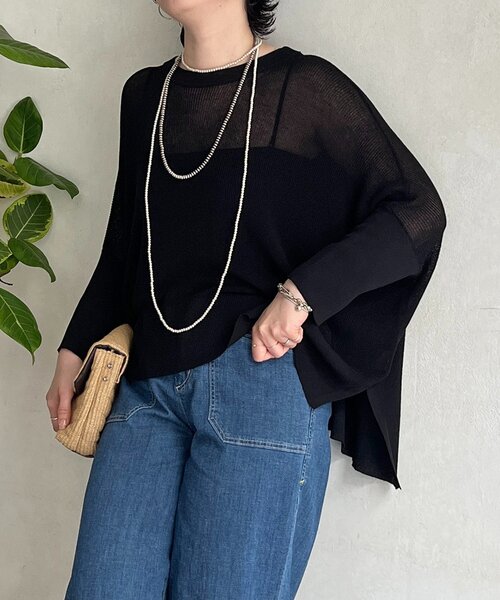 un dix cors（アンディコール）の「UVカットワイドプルオーバー（ニット/セーター・レディース・グリーン/ブラック/ベージュ・FREE）」の7枚目の写真