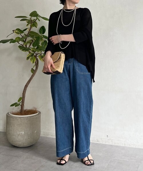 un dix cors（アンディコール）の「UVカットワイドプルオーバー（ニット/セーター・レディース・グリーン/ブラック/ベージュ・FREE）」の8枚目の写真