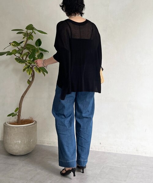 un dix cors（アンディコール）の「UVカットワイドプルオーバー（ニット/セーター・レディース・グリーン/ブラック/ベージュ・FREE）」の9枚目の写真