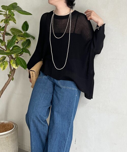 un dix cors（アンディコール）の「UVカットワイドプルオーバー（ニット/セーター・レディース・グリーン/ブラック/ベージュ・FREE）」の10枚目の写真