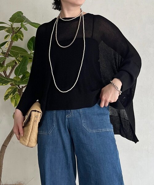 un dix cors（アンディコール）の「UVカットワイドプルオーバー（ニット/セーター・レディース・グリーン/ブラック/ベージュ・FREE）」の11枚目の写真