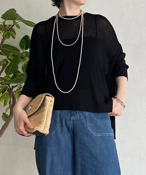 un dix cors（アンディコール）の「UVカットワイドプルオーバー（ニット/セーター・レディース・グリーン/ブラック/ベージュ・FREE）」の12枚目の写真