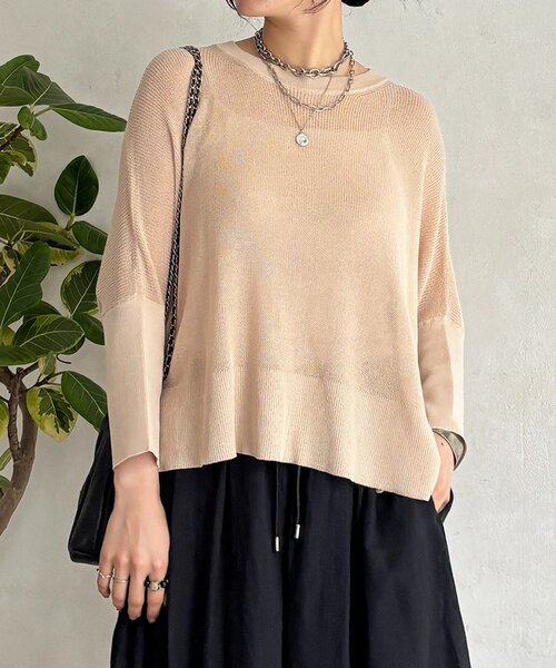 un dix cors（アンディコール）の「UVカットワイドプルオーバー（ニット/セーター・レディース・グリーン/ブラック/ベージュ・FREE）」の13枚目の写真