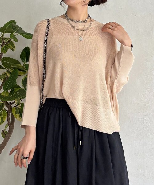 un dix cors（アンディコール）の「UVカットワイドプルオーバー（ニット/セーター・レディース・グリーン/ブラック/ベージュ・FREE）」の16枚目の写真