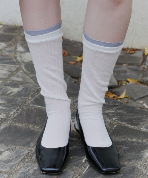 GIUNON(ジウノン)の「loose sheer leyerd socks / ルーズシアーレイヤードソックス(ソックス/靴下・レディース・ホワイト/ブラック・FREE)」の8枚目の写真
