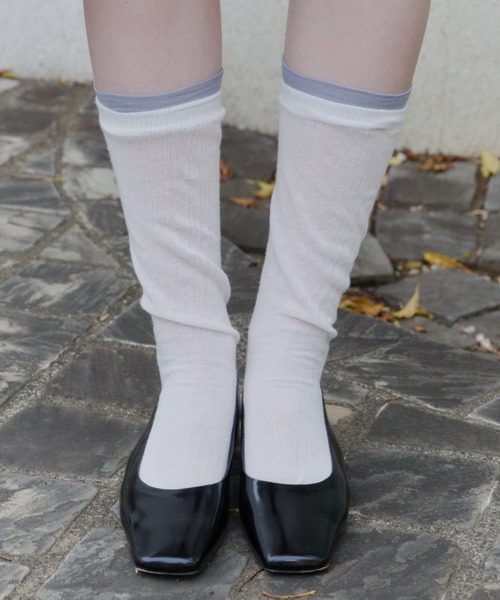 GIUNON(ジウノン)の「loose sheer leyerd socks / ルーズシアーレイヤードソックス(ソックス/靴下・レディース・ホワイト/ブラック・FREE)」の6枚目の写真