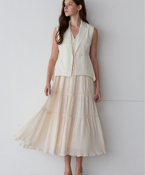 ORGUE(オルグ)の「Tiered flare one-piece/ティアードフレアワンピース(ワンピース・レディース・ブラック/アイボリー・SMALL/MEDIUM)」の12枚目の写真