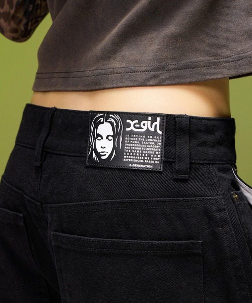 X-girl(エックスガール)の「FADED WIDE LEG FLARE CARGO PANTS(カーゴパンツ・レディース・ブラック/カモフラージュ・S/M)」の7枚目の写真