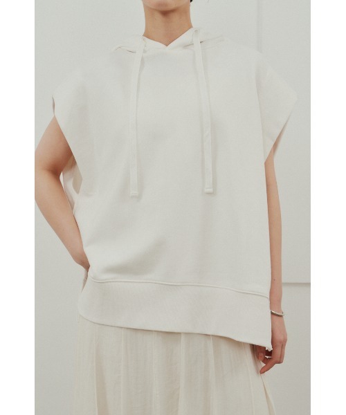 STYLEMIXER(スタイルミキサー)の「ルーズフーディーカットトップ(Tシャツ/カットソー・レディース・ホワイト/ブラック/杢グレー・FREE)」の1枚目の写真