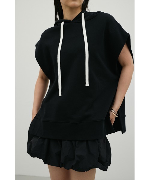 STYLEMIXER(スタイルミキサー)の「ルーズフーディーカットトップ(Tシャツ/カットソー・レディース・ホワイト/ブラック/杢グレー・FREE)」の2枚目の写真