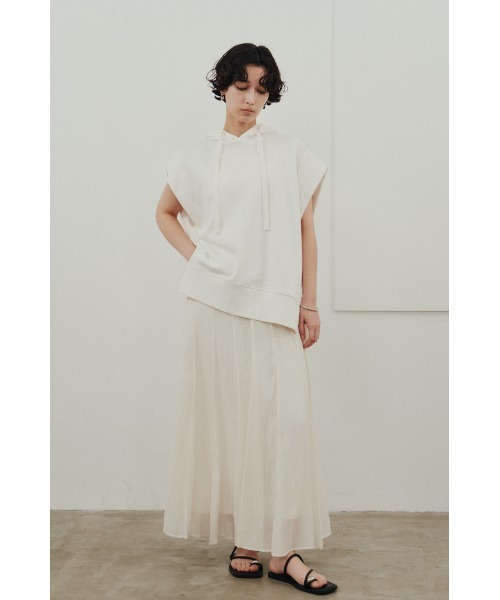 STYLEMIXER(スタイルミキサー)の「ルーズフーディーカットトップ(Tシャツ/カットソー・レディース・ホワイト/ブラック/杢グレー・FREE)」の4枚目の写真