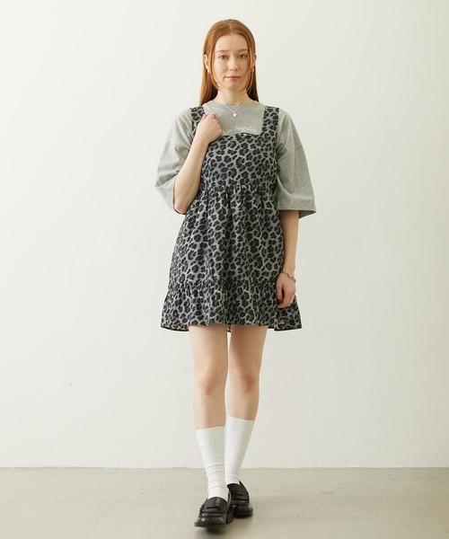 MILKFED.(ミルクフェド)の「LEOPARD PRINT MINI DRESS(ワンピース・レディース・ベージュ/ブラック・ONE SIZE)」の3枚目の写真