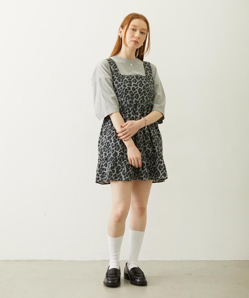 MILKFED.(ミルクフェド)の「LEOPARD PRINT MINI DRESS(ワンピース・レディース・ベージュ/ブラック・ONE SIZE)」の5枚目の写真