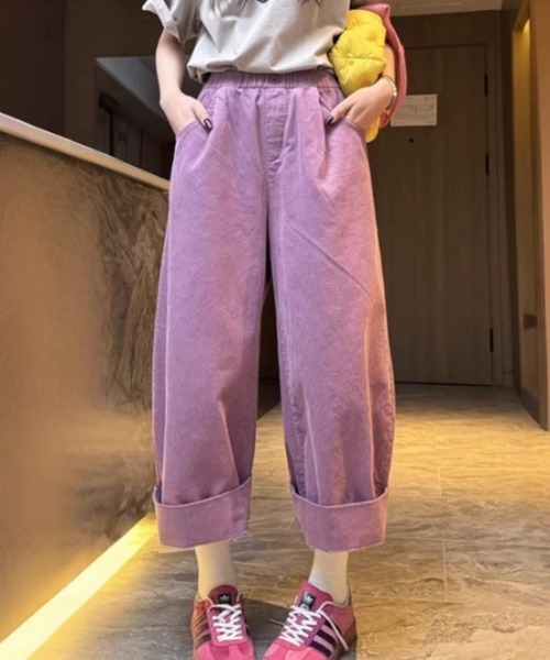 FAVORITO(ファヴォリート)の「ハイウエストパンツ(その他パンツ・レディース・パープル/ネイビー/イエロー/ベージュ/ダークグリーン・XL/L/M/S)」の5枚目の写真