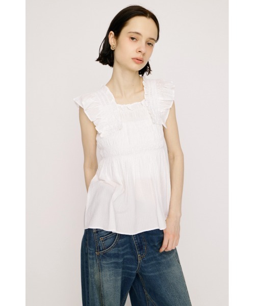 smile様♡オーダー用 SEERSUCKER ARM FRILL TOPS シアーサッカーアームフリルトップス 春服