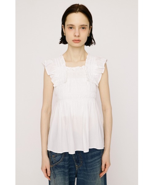 SLY(スライ)の「SEERSUCKER ARM FRILL TOPS シアーサッカーアームフリルトップス 春服 夏服(シャツ/ブラウス・レディース・ホワイト/ブラック・FREE)」の9枚目の写真