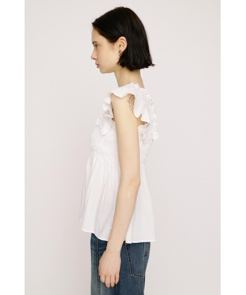 SLY(スライ)の「SEERSUCKER ARM FRILL TOPS シアーサッカーアームフリルトップス 春服 夏服(シャツ/ブラウス・レディース・ホワイト/ブラック・FREE)」の10枚目の写真