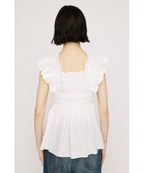 SLY(スライ)の「SEERSUCKER ARM FRILL TOPS シアーサッカーアームフリルトップス 春服 夏服(シャツ/ブラウス・レディース・ホワイト/ブラック・FREE)」の11枚目の写真