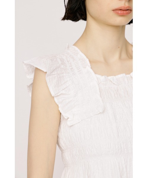 SLY(スライ)の「SEERSUCKER ARM FRILL TOPS シアーサッカーアームフリルトップス 春服 夏服(シャツ/ブラウス・レディース・ホワイト/ブラック・FREE)」の12枚目の写真