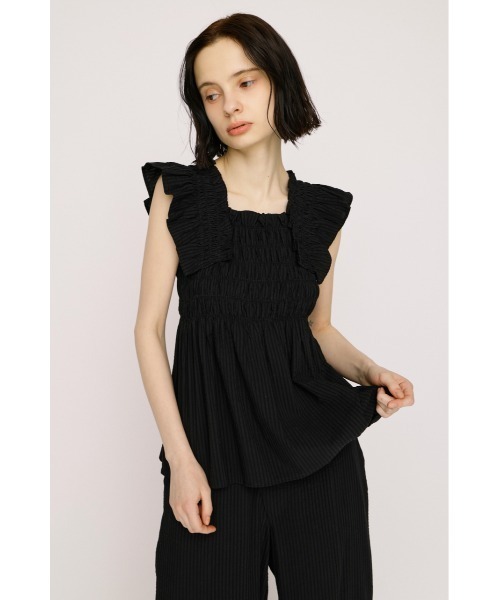 SLY(スライ)の「SEERSUCKER ARM FRILL TOPS シアーサッカーアームフリルトップス 春服 夏服(シャツ/ブラウス・レディース・ホワイト/ブラック・FREE)」の16枚目の写真