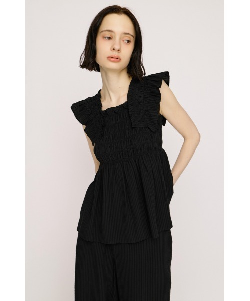 SLY(スライ)の「SEERSUCKER ARM FRILL TOPS シアーサッカーアームフリルトップス 春服 夏服(シャツ/ブラウス・レディース・ホワイト/ブラック・FREE)」の17枚目の写真