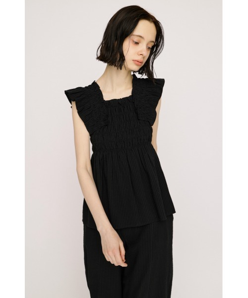 SLY(スライ)の「SEERSUCKER ARM FRILL TOPS シアーサッカーアームフリルトップス 春服 夏服(シャツ/ブラウス・レディース・ホワイト/ブラック・FREE)」の18枚目の写真