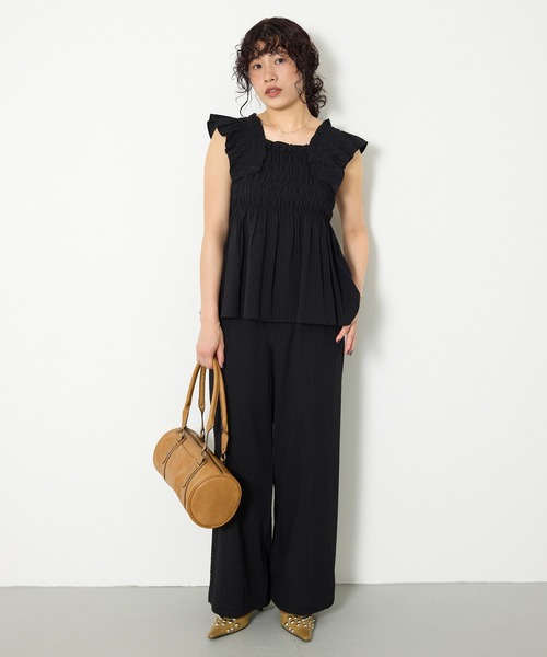 SLY(スライ)の「SEERSUCKER ARM FRILL TOPS シアーサッカーアームフリルトップス 春服 夏服(シャツ/ブラウス・レディース・ホワイト/ブラック・FREE)」の22枚目の写真