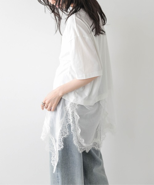SUGAR BISKET(シュガービスケット)の「シアーレース ドッキング Tシャツ(Tシャツ/カットソー・レディース・ホワイト/ブラック・フリー)」の8枚目の写真