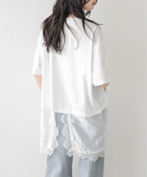 SUGAR BISKET(シュガービスケット)の「シアーレース ドッキング Tシャツ(Tシャツ/カットソー・レディース・ホワイト/ブラック・フリー)」の9枚目の写真