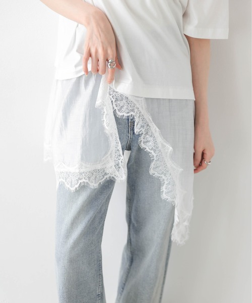 SUGAR BISKET(シュガービスケット)の「シアーレース ドッキング Tシャツ(Tシャツ/カットソー・レディース・ホワイト/ブラック・フリー)」の10枚目の写真
