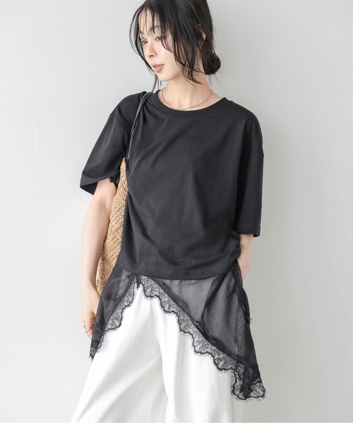 SUGAR BISKET(シュガービスケット)の「シアーレース ドッキング Tシャツ(Tシャツ/カットソー・レディース・ホワイト/ブラック・フリー)」の11枚目の写真