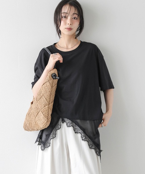 SUGAR BISKET(シュガービスケット)の「シアーレース ドッキング Tシャツ(Tシャツ/カットソー・レディース・ホワイト/ブラック・フリー)」の13枚目の写真