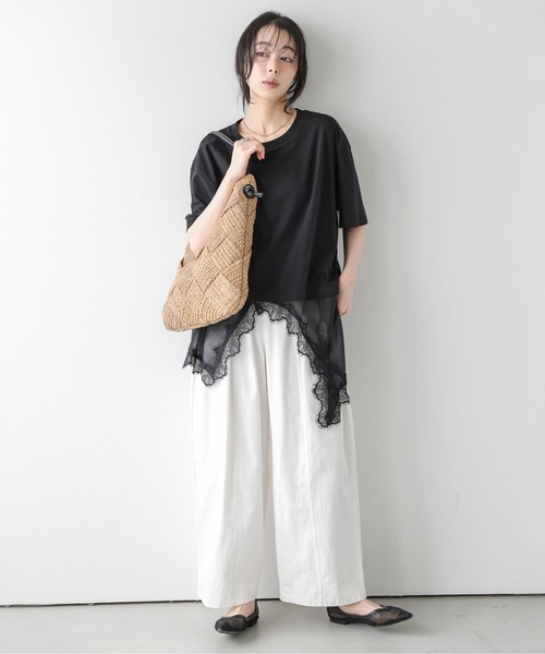SUGAR BISKET(シュガービスケット)の「シアーレース ドッキング Tシャツ(Tシャツ/カットソー・レディース・ホワイト/ブラック・フリー)」の14枚目の写真