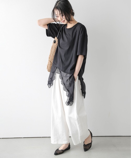 SUGAR BISKET(シュガービスケット)の「シアーレース ドッキング Tシャツ(Tシャツ/カットソー・レディース・ホワイト/ブラック・フリー)」の16枚目の写真
