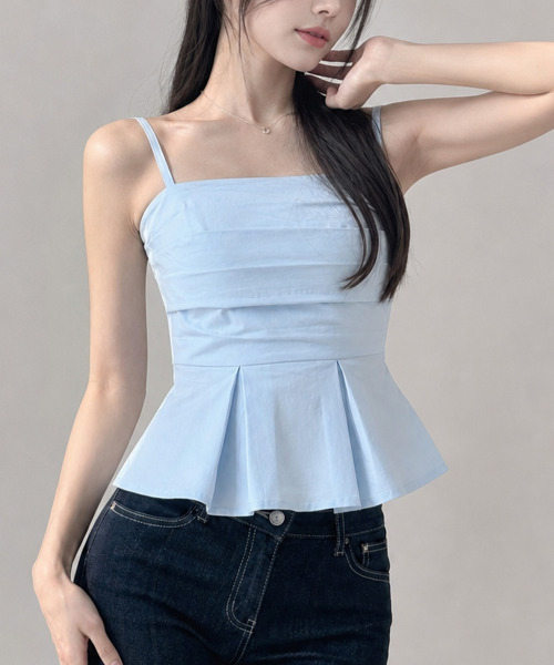 VIVID LADY(ビビッドレディー)の「ペプラム キャミソールトップス(シャツ/ブラウス・レディース・ライトブルー/ブラック/ホワイト・FREE)」の3枚目の写真
