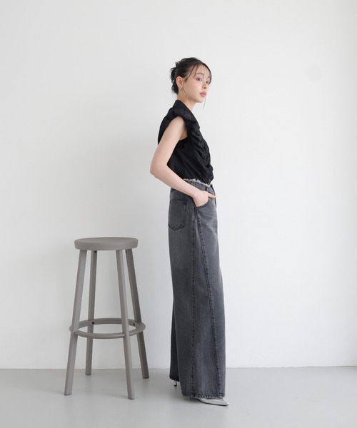 LIAN(リアン)の「ルーズワイドデニムパンツ(デニムパンツ・レディース・ブルー系その他/ブラック/ブルー・SMALL/MEDIUM)」の11枚目の写真