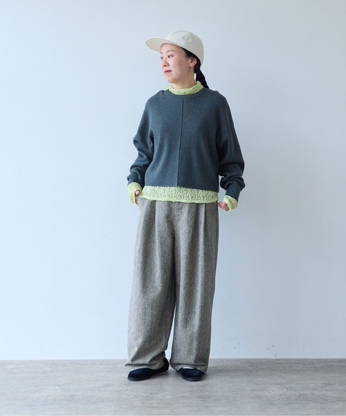 yuni(ユニ )の「Cotton Acryl Wool Tweed 2tuck pants(スラックス・レディース・グレー/ダークブラウン・S/M)」の22枚目の写真