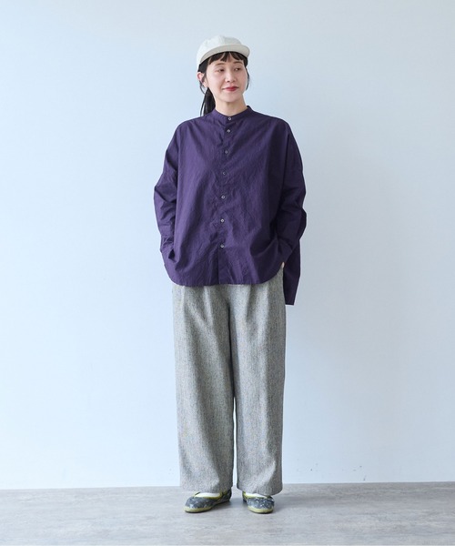 yuni(ユニ )の「Cotton Acryl Wool Tweed 2tuck pants(スラックス・レディース・グレー/ダークブラウン・S/M)」の17枚目の写真