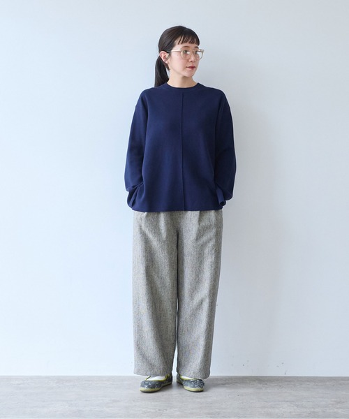 yuni(ユニ )の「Cotton Acryl Wool Tweed 2tuck pants(スラックス・レディース・グレー/ダークブラウン・S/M)」の20枚目の写真