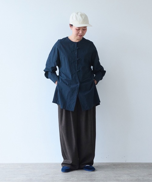 yuni(ユニ )の「Cotton Acryl Wool Tweed 2tuck pants(スラックス・レディース・グレー/ダークブラウン・S/M)」の6枚目の写真