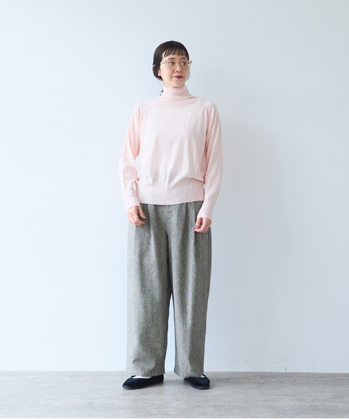 yuni(ユニ )の「Cotton Acryl Wool Tweed 2tuck pants(スラックス・レディース・グレー/ダークブラウン・S/M)」の19枚目の写真