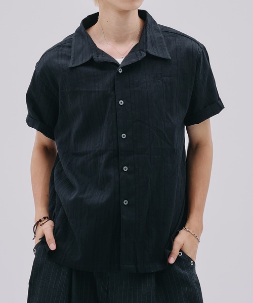 Adoon plain（アドーンプレーン）の「Sheer Random Stripe Shirt / シアーランダムストライプシャツ（シャツ/ブラウス・メンズ・オフホワイト/ブラック/ミント/ライトブルー・LARGE/MEDIUM）」の2枚目の写真