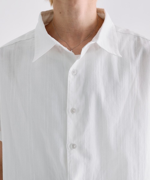 Adoon plain（アドーンプレーン）の「Sheer Random Stripe Shirt / シアーランダムストライプシャツ（シャツ/ブラウス・メンズ・オフホワイト/ブラック/ミント/ライトブルー・LARGE/MEDIUM）」の10枚目の写真