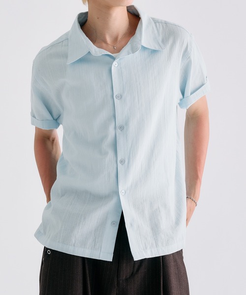Adoon plain（アドーンプレーン）の「Sheer Random Stripe Shirt / シアーランダムストライプシャツ（シャツ/ブラウス・メンズ・オフホワイト/ブラック/ミント/ライトブルー・LARGE/MEDIUM）」の14枚目の写真